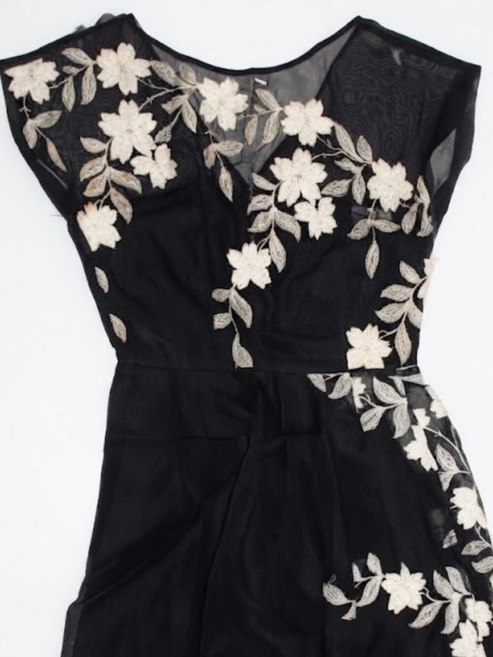 Vintage 1950s Forman O'Grady Black & White Organza Dress Wounded